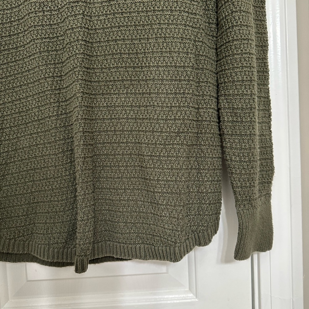 Loft Women’s Cotton Knit Sweater Medium Olive Green Long Sleeve Crew Neck Top - Picture 4 of 6